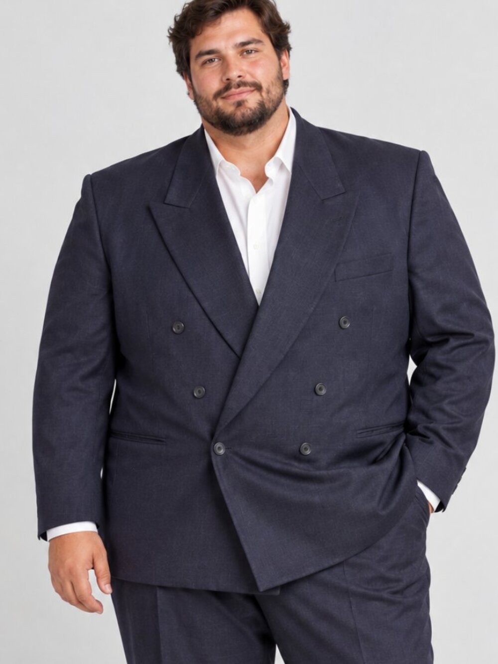 Designatore Lanne Rossi Men's Charcoal Grey Double-Breasted Blazer Size 42T